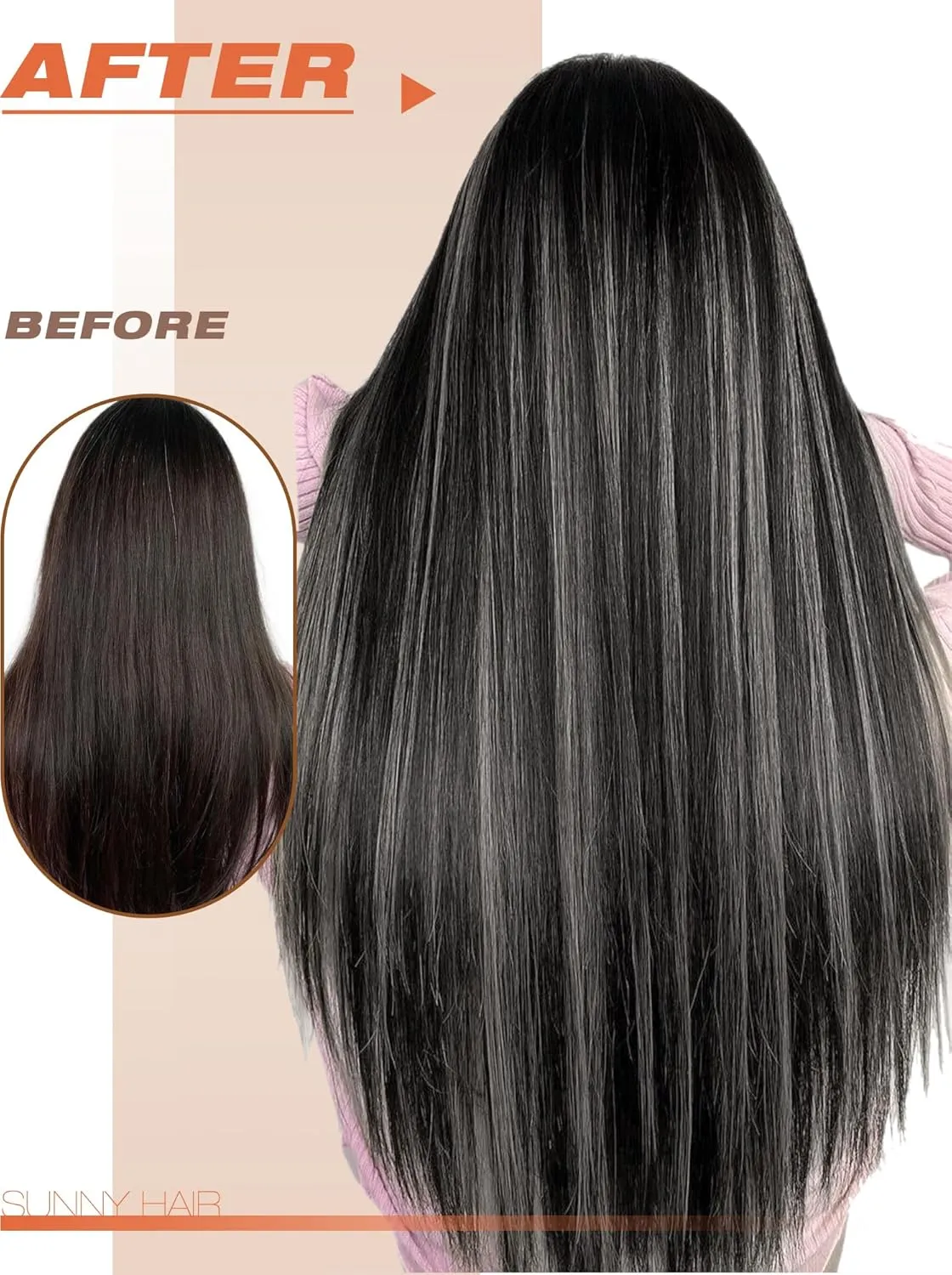 Sunny Hair Tape in Hair Extensions Real Human Hair Invisible Remy Hair Extensions Tape ins for Women Natural Black Roots to Silver Grey Balayage 22 inch 20Pcs 50G