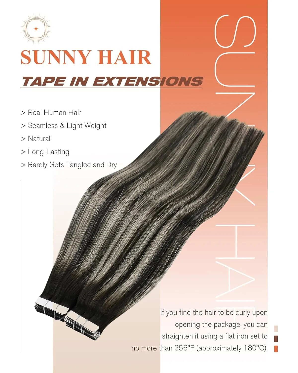 Sunny Hair Tape in Hair Extensions Real Human Hair Invisible Remy Hair Extensions Tape ins for Women Natural Black Roots to Silver Grey Balayage 22 inch 20Pcs 50G