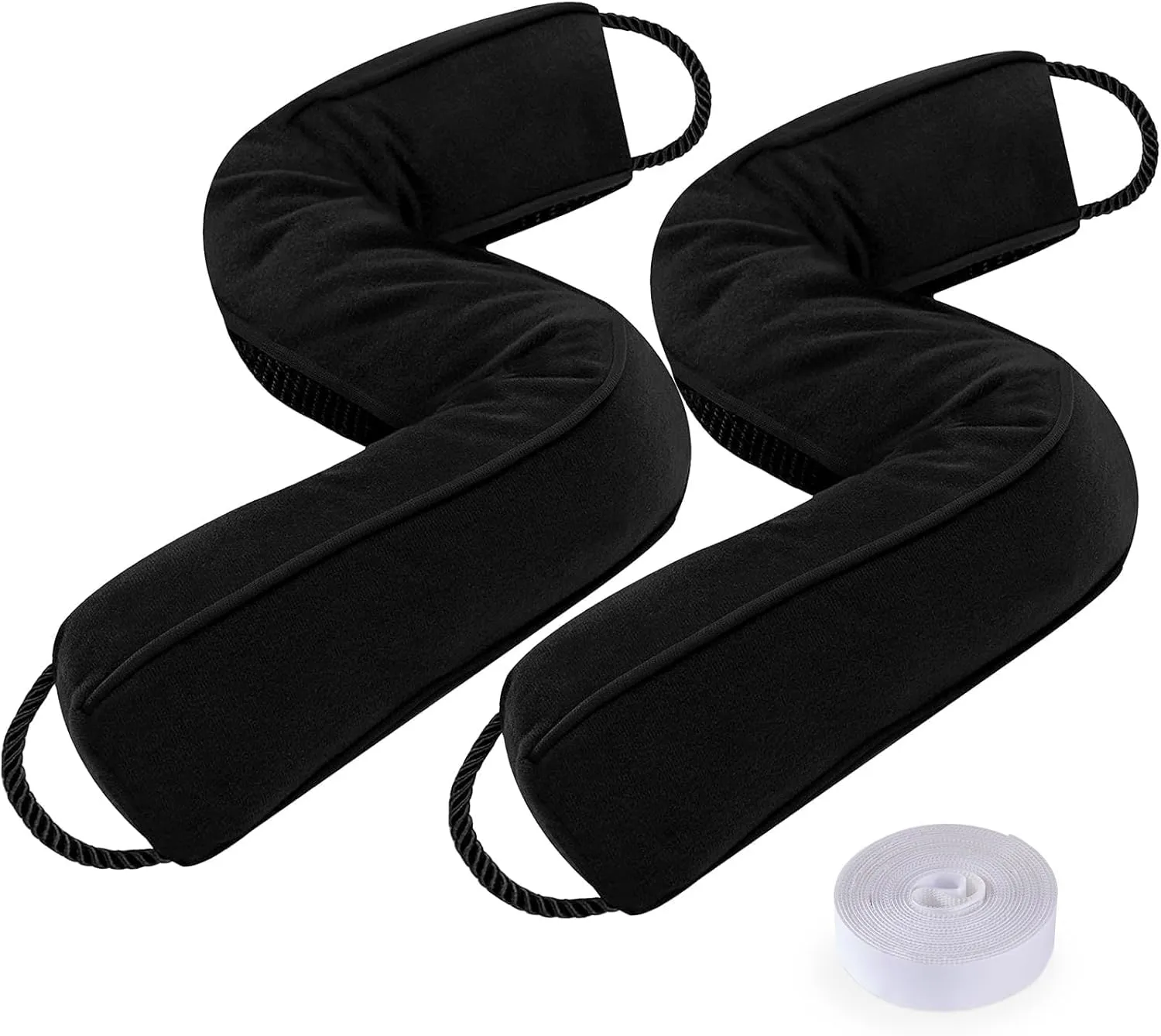 Sunolga 2 Packs 38 Inches 2.2LB Weighted Door Draft Stopper Filled with Glass Beads & Cotton, Removable Machine Washable Sound Proof Under Door Draft Blocker with Anti-Abrasion Bottom for Door, Black