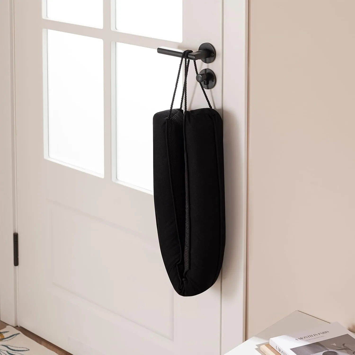 Sunolga 2 Packs 38 Inches 2.2LB Weighted Door Draft Stopper Filled with Glass Beads & Cotton, Removable Machine Washable Sound Proof Under Door Draft Blocker with Anti-Abrasion Bottom for Door, Black