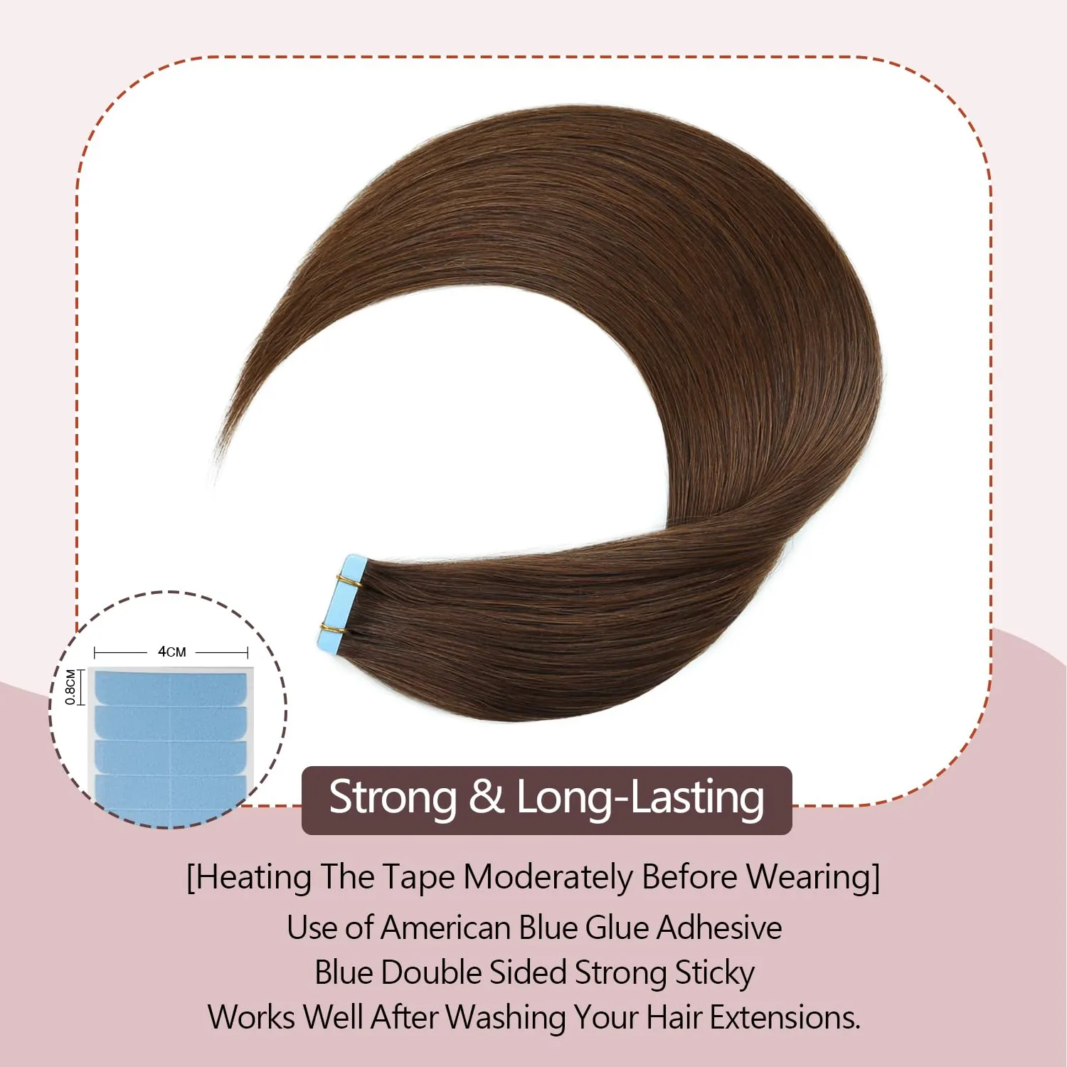 Sunya Tape in Hair Extensions - Human Hair Chocolate Brown 12 Inch Straight Real Human Hair Seamless Skin Weft Brown #4 40 Gram 20Pcs/Pack