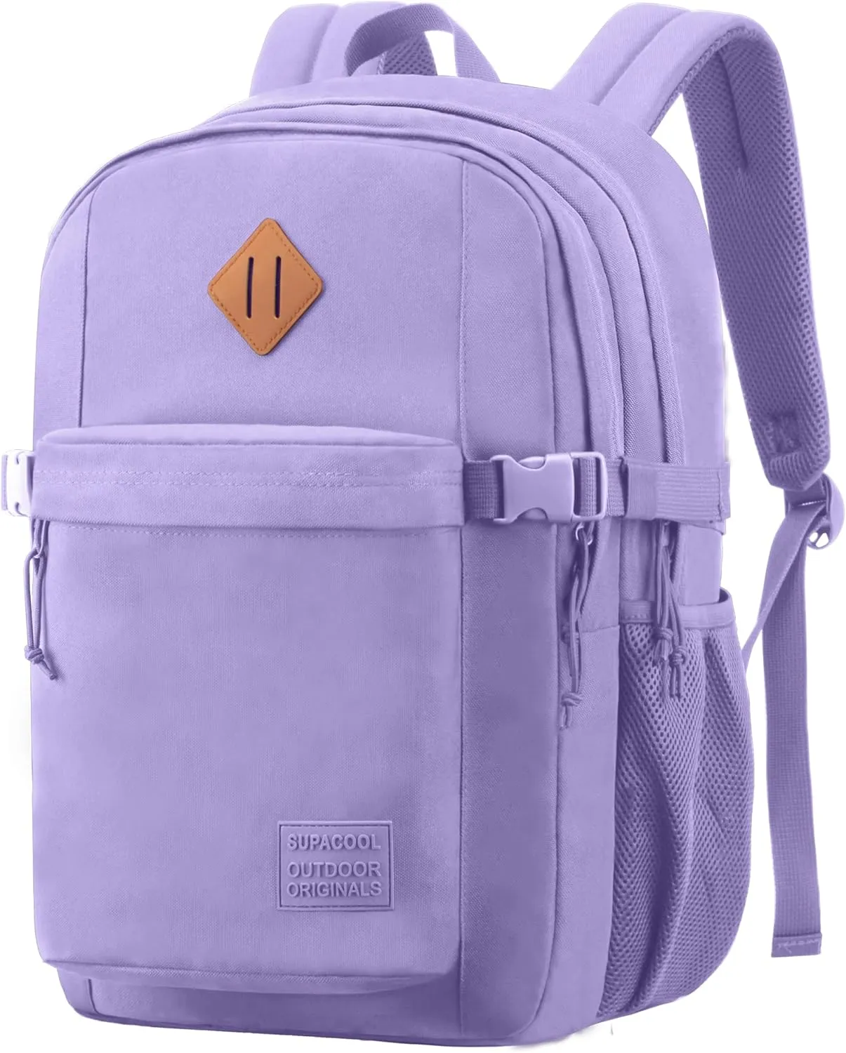 SUPACOOL Casual Backpack For School, Classical Travel Backpack for Men and Women, Bookbag for Boys, Girls and Kids, Laptop Compartment(Purple)