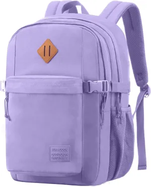 SUPACOOL Casual Backpack For School, Classical Travel Backpack for Men and Women, Bookbag for Boys, Girls and Kids, Laptop Compartment(Purple)