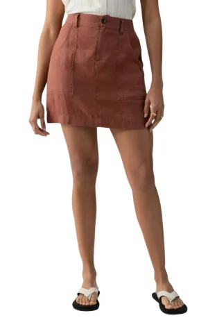 Surplus Patch Pocket Linen Mini Skirt In Clay