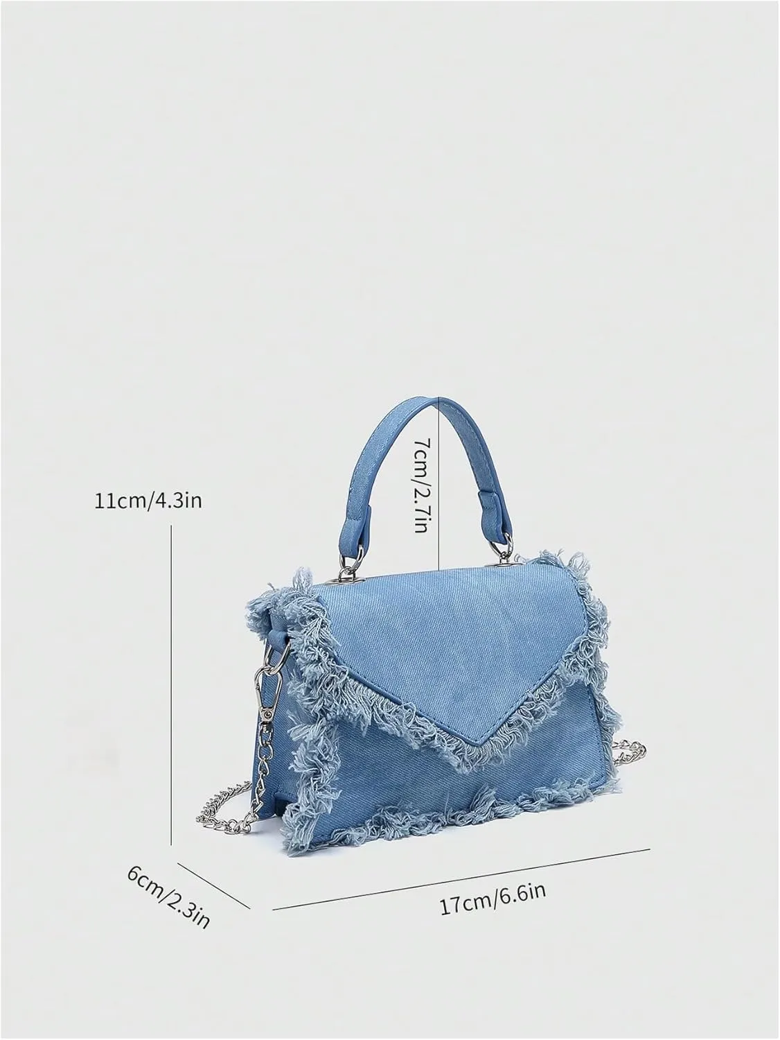 SweatyRocks Women's Small Crossbody Bags Denim Fringed Square Bag Satchel Handbags Purses