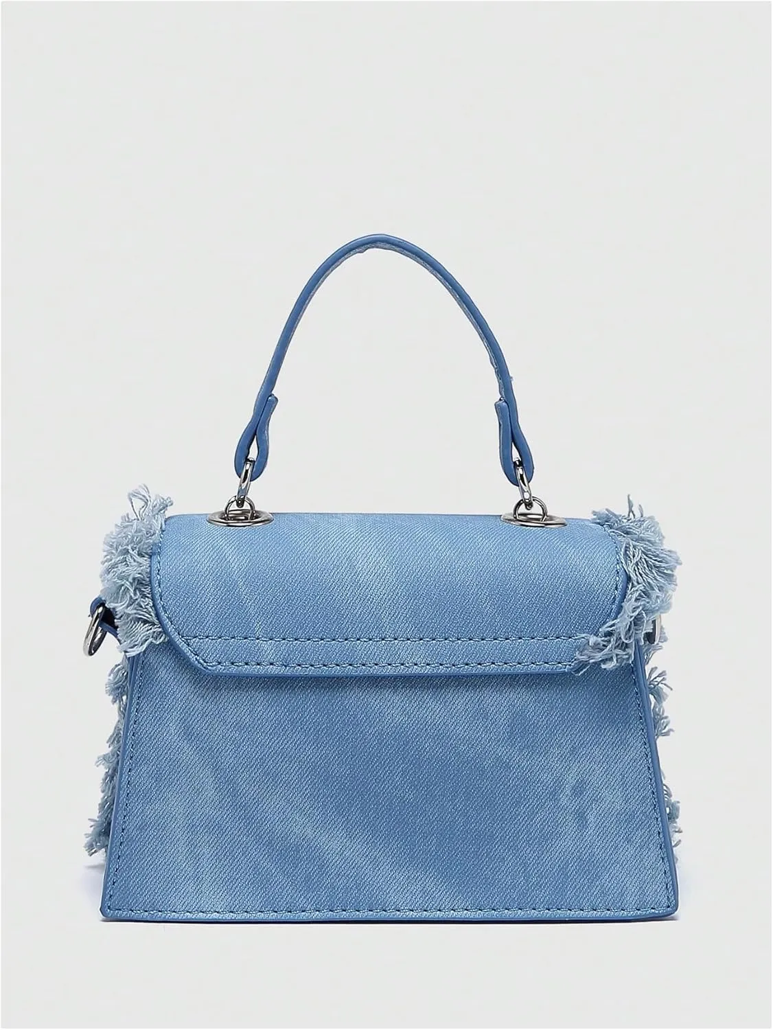 SweatyRocks Women's Small Crossbody Bags Denim Fringed Square Bag Satchel Handbags Purses