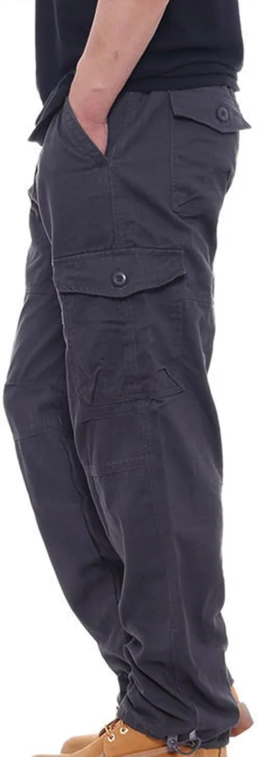 Tactical Pants for Men Utility Long Palazzo Cargo Pants Military Ripstop Work Streetwear with Multiple Pockets