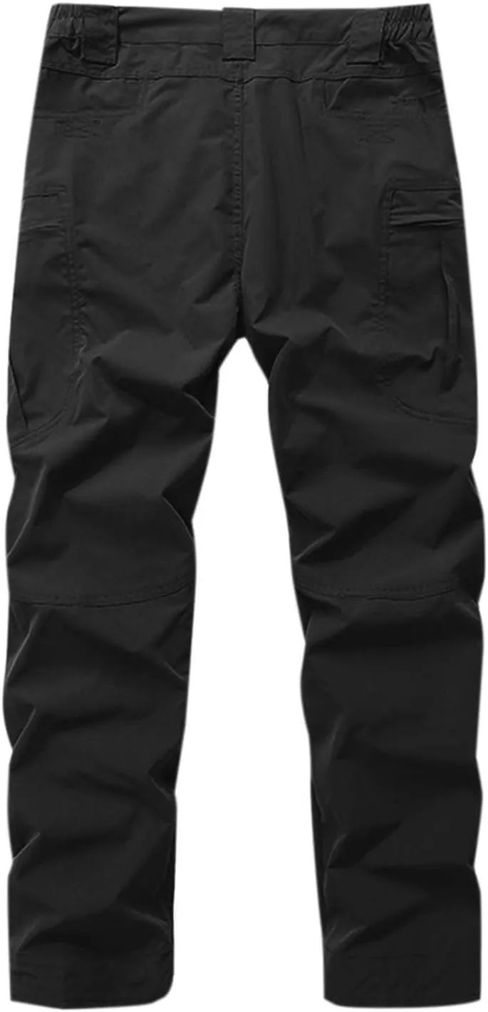 Tactical Work Pants for Men Construction Multi-Pockets Zipper Cargo Pants Solid Color Straight Casual Pants