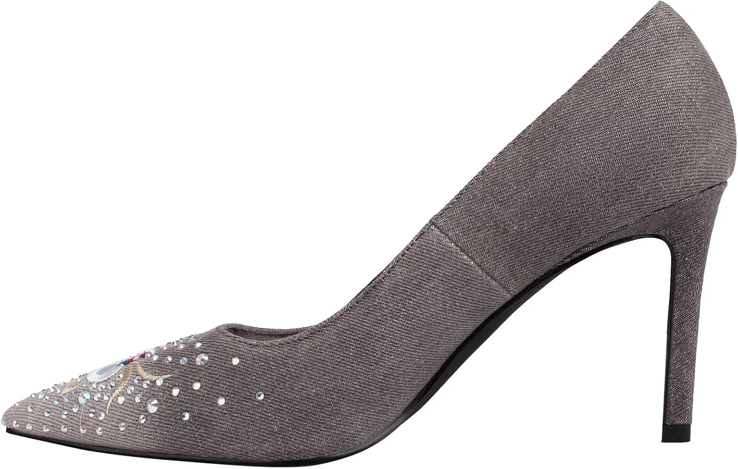 TAEPUSR Women's High Pumps, Embroidered Rhinestone High Heels, Denim Pointed Heels, 3.42 Inch, Suitable for Wedding, Party, Daily Wear