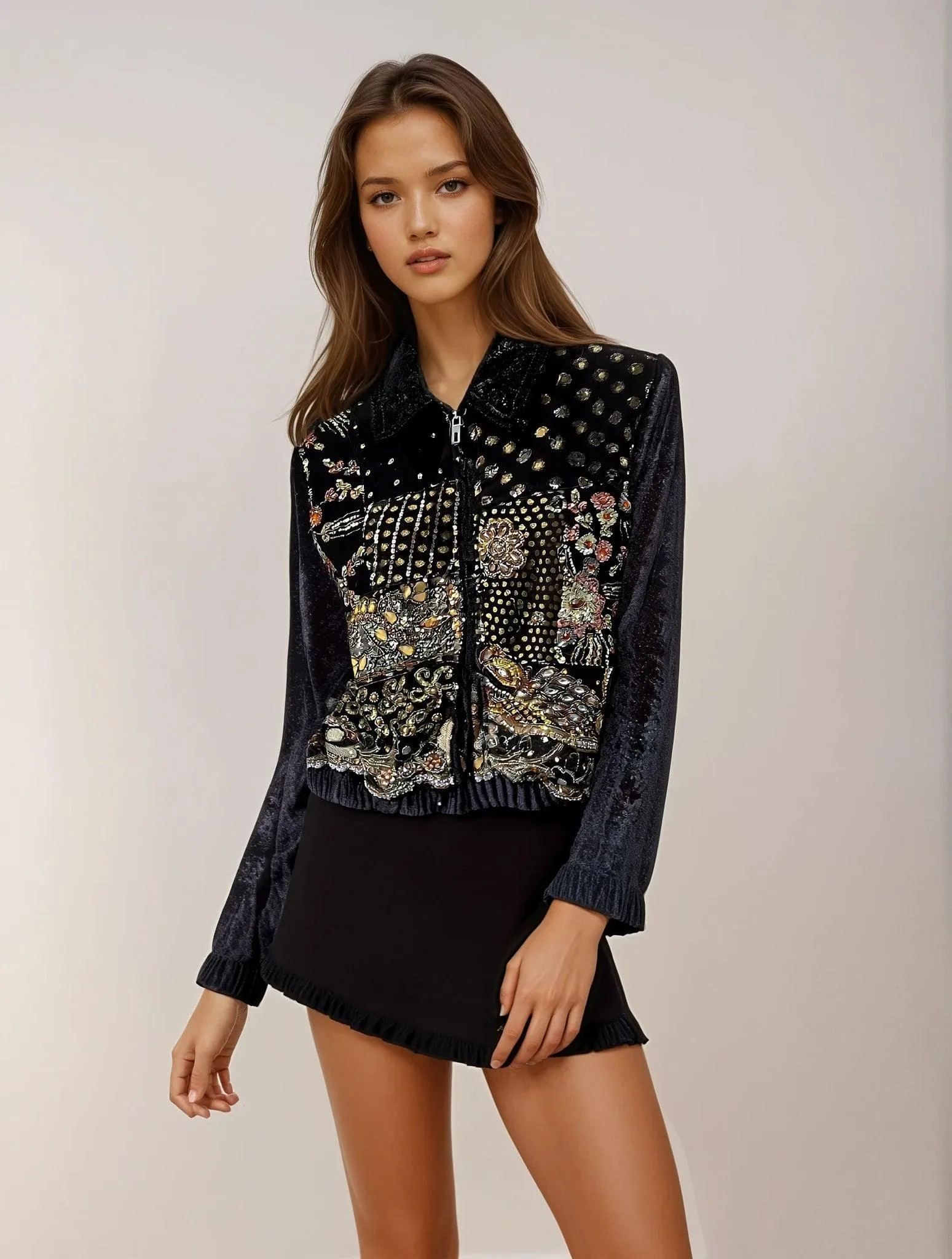 ‘Taj’ Velvet  Embellished Jacket