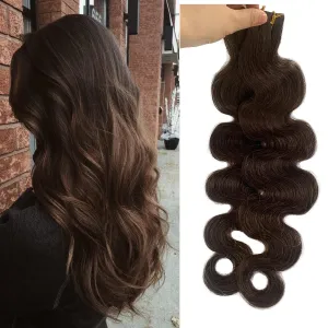 Tape in Hair Extensions Dark Brown Remy Hair 16" Silky Straight Human Hair Extensions Tape ins, 30g/20pcs