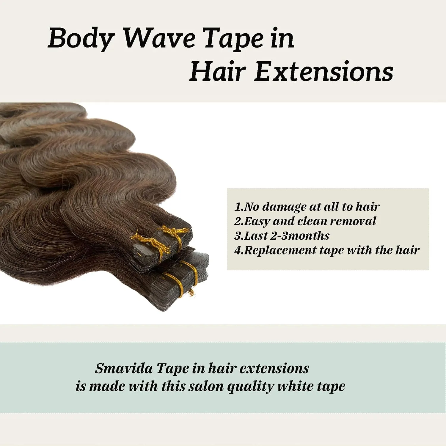 Tape in Hair Extensions Dark Brown Remy Hair 16" Silky Straight Human Hair Extensions Tape ins, 30g/20pcs