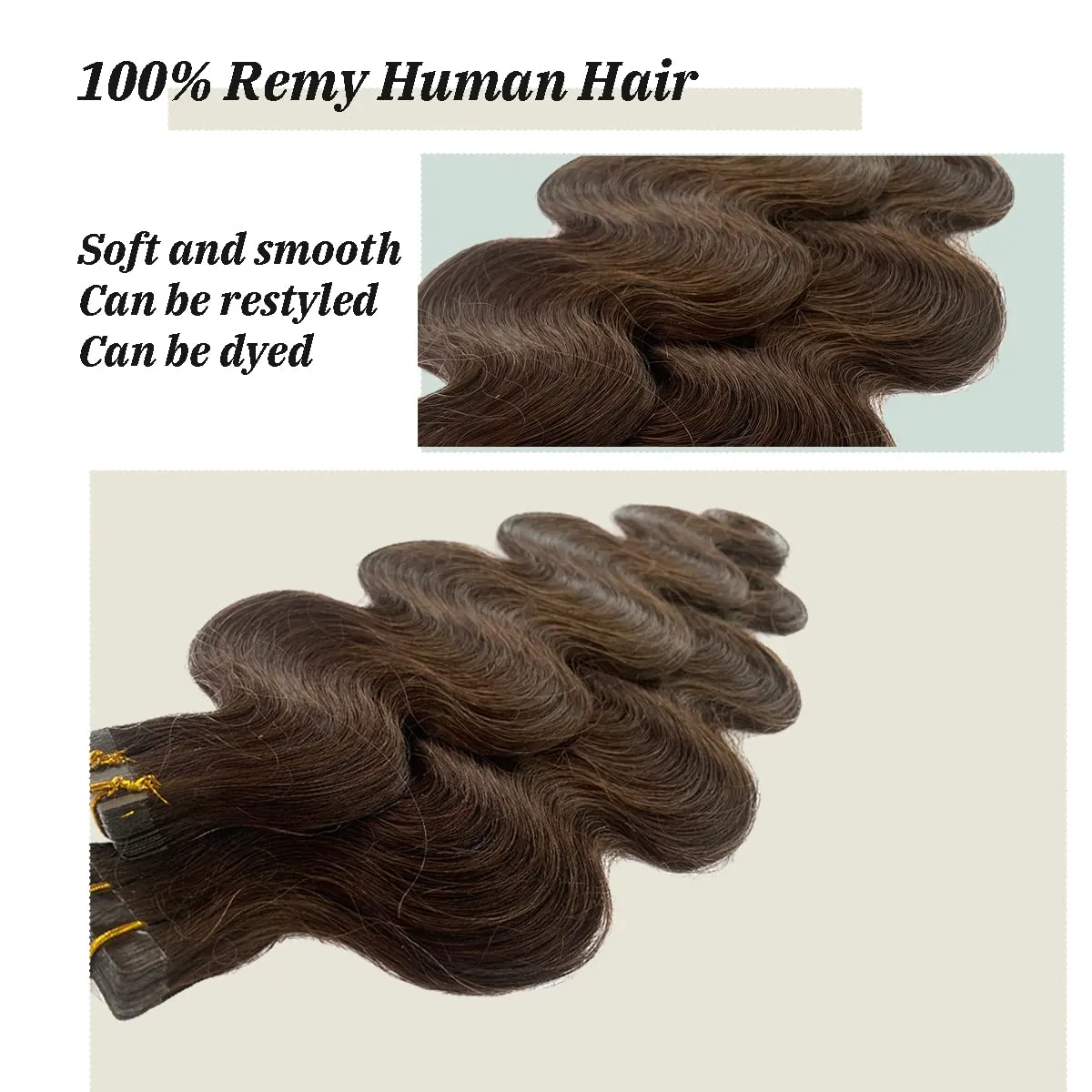 Tape in Hair Extensions Dark Brown Remy Hair 16" Silky Straight Human Hair Extensions Tape ins, 30g/20pcs