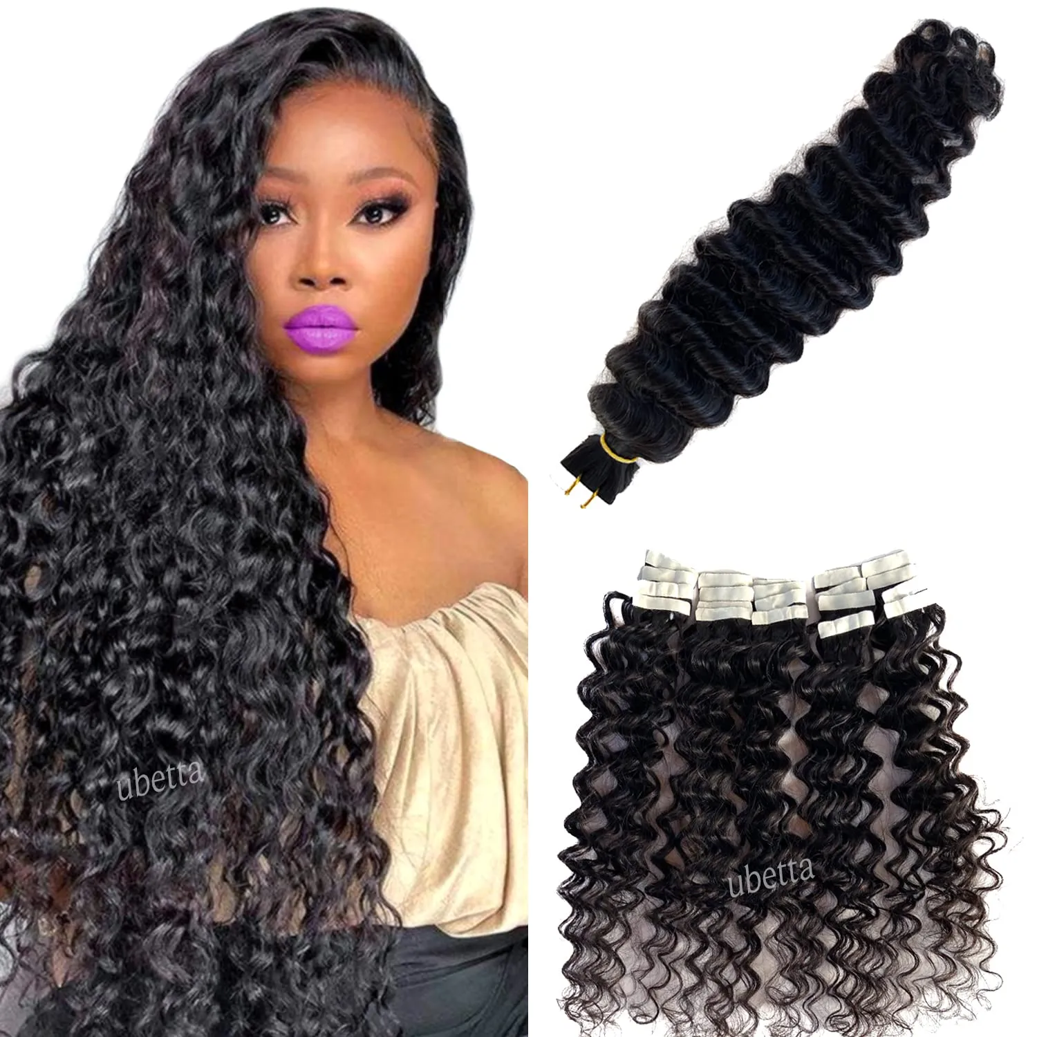 Tape in Hair Extensions Human Hair - Natural Black, 20 Pieces 50G 18Inch Double Sided for Short Hair, Real Human Hair for Black Women
