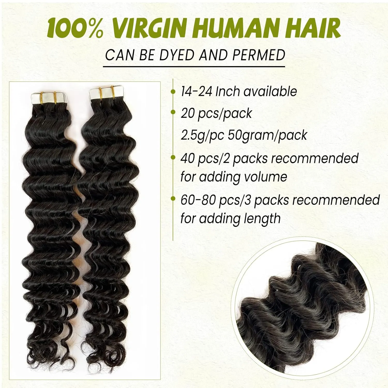 Tape in Hair Extensions Human Hair - Natural Black, 20 Pieces 50G 18Inch Double Sided for Short Hair, Real Human Hair for Black Women