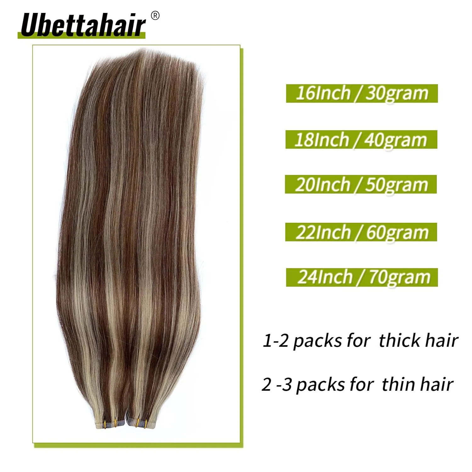 Tape in Hair Extensions Real Human Hair 20Pcs Double Sided Tape in Hair Skin Weft Invisible Remy Hair Extensions Tape on Brown to Blonde Highlights Remy Hair Extensions Tape ins 14Inch 30G for Women