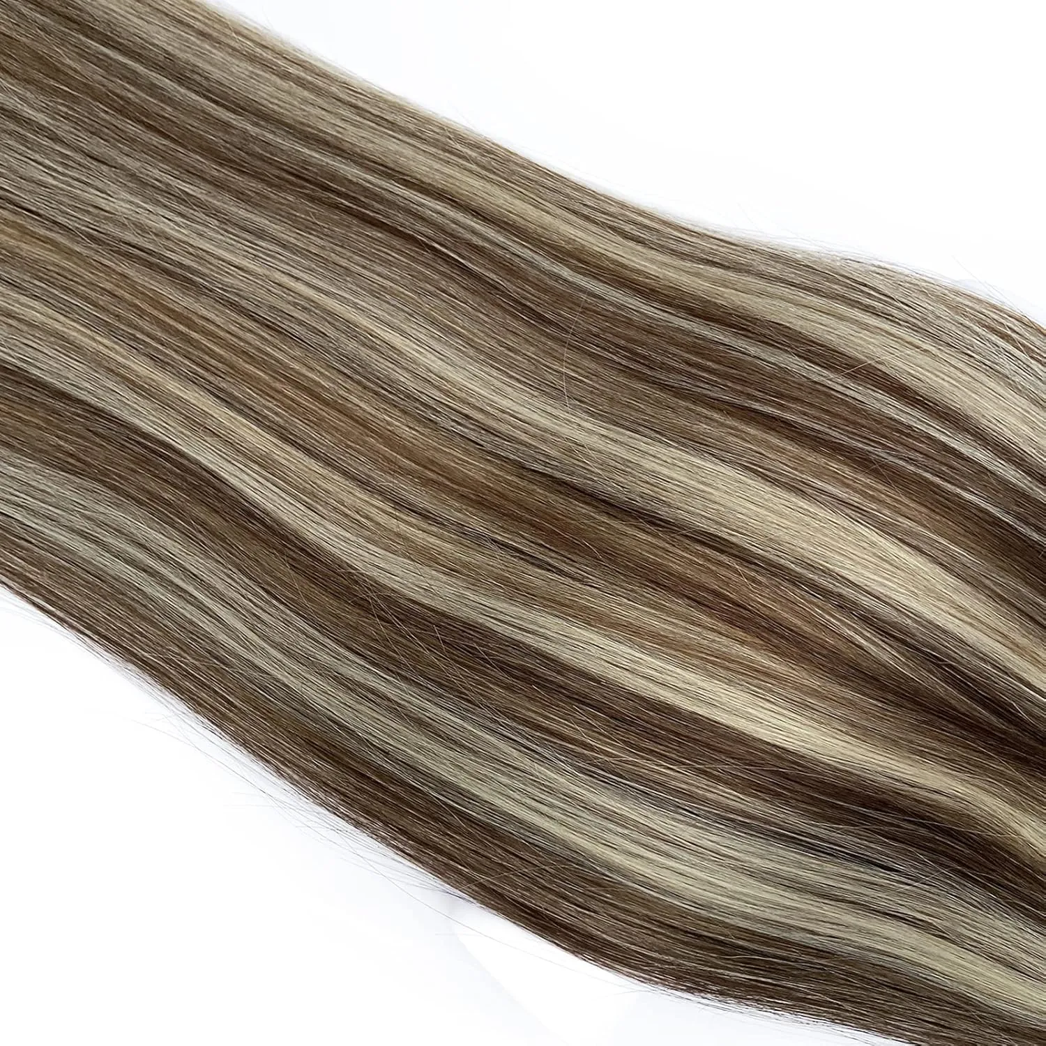 Tape in Hair Extensions Real Human Hair 20Pcs Double Sided Tape in Hair Skin Weft Invisible Remy Hair Extensions Tape on Brown to Blonde Highlights Remy Hair Extensions Tape ins 14Inch 30G for Women