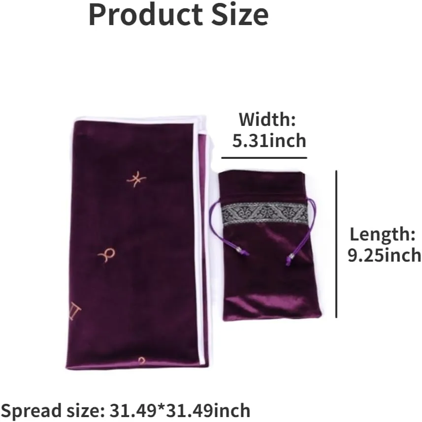 Tarot Tablecloth Embroidered Horoscope Square Divination With Bag Tarot Cloth Tarot Tablecloth And Bag Set (Blue)
