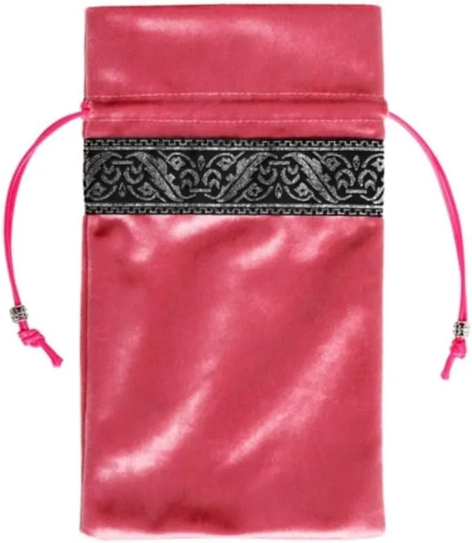 Tarot Tablecloth Embroidered Horoscope Square Divination with Bag Tarot Cloth Tarot Tablecloth and Bag Set (Pink)