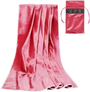 Tarot Tablecloth Embroidered Horoscope Square Divination with Bag Tarot Cloth Tarot Tablecloth and Bag Set (Pink)