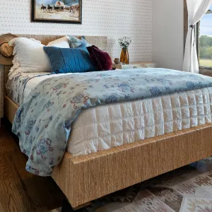 Tasha Polizzi Rosabel Western Bedding, 2 Piece Duvet Cover Set, Twin Size, Washed Denim Blue Red Sage Floral Bedding, Southwestern Rustic Bed Set with Pillow Sham