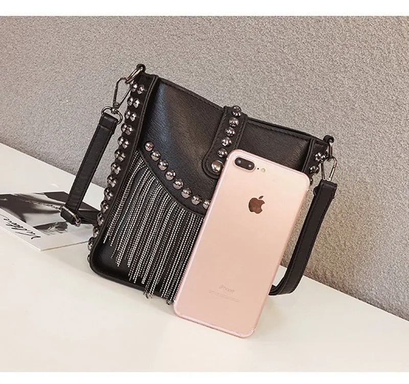 Tassel Shoulder Rivet Bag