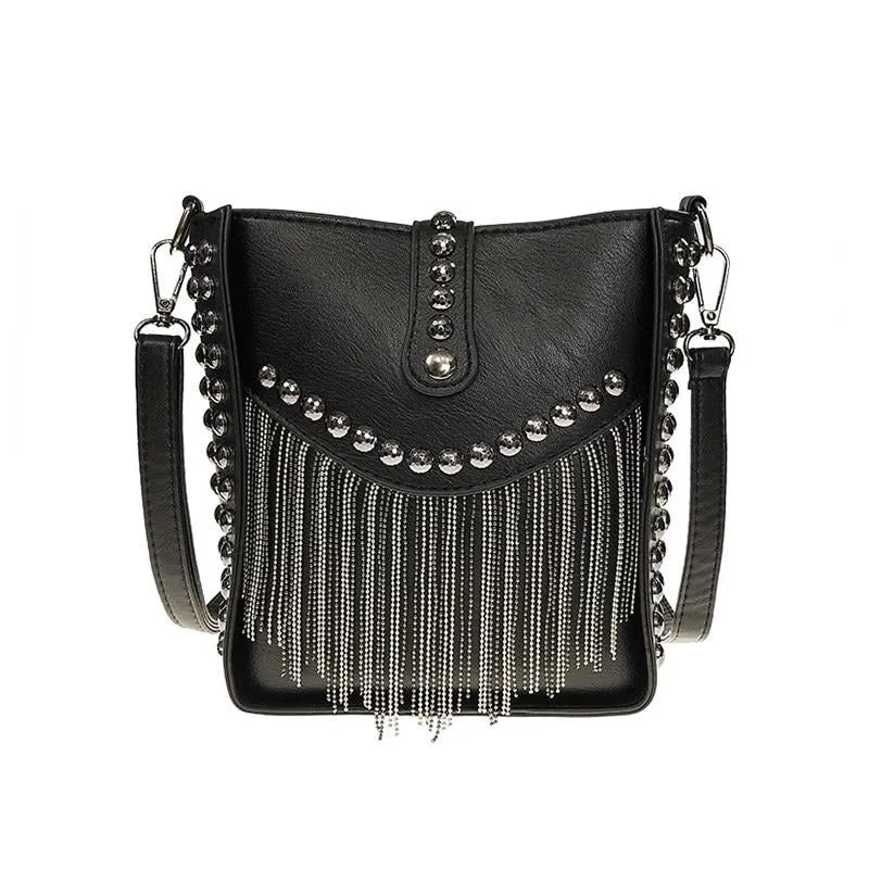 Tassel Shoulder Rivet Bag