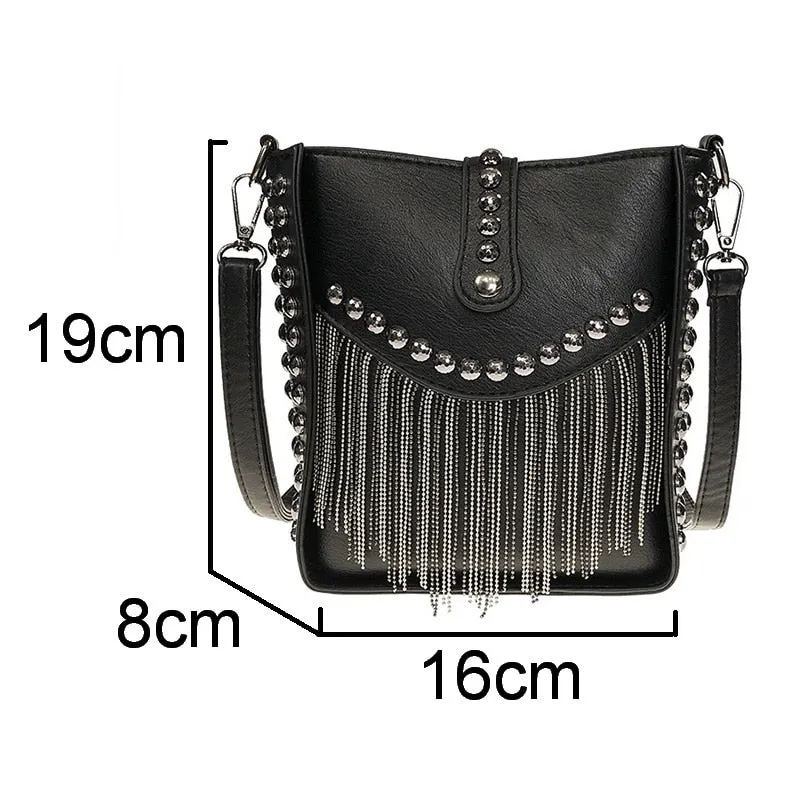 Tassel Shoulder Rivet Bag