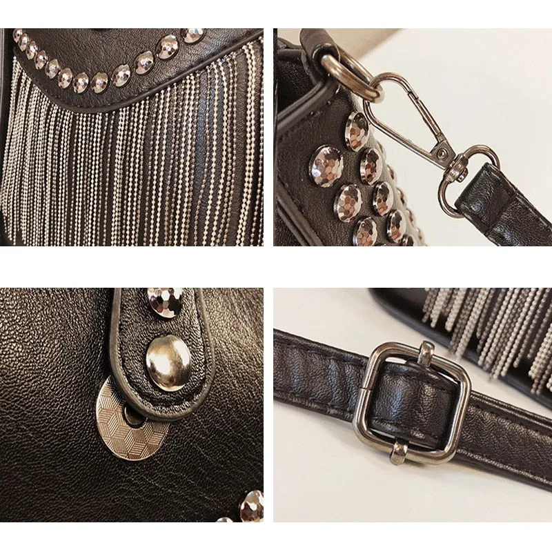 Tassel Shoulder Rivet Bag