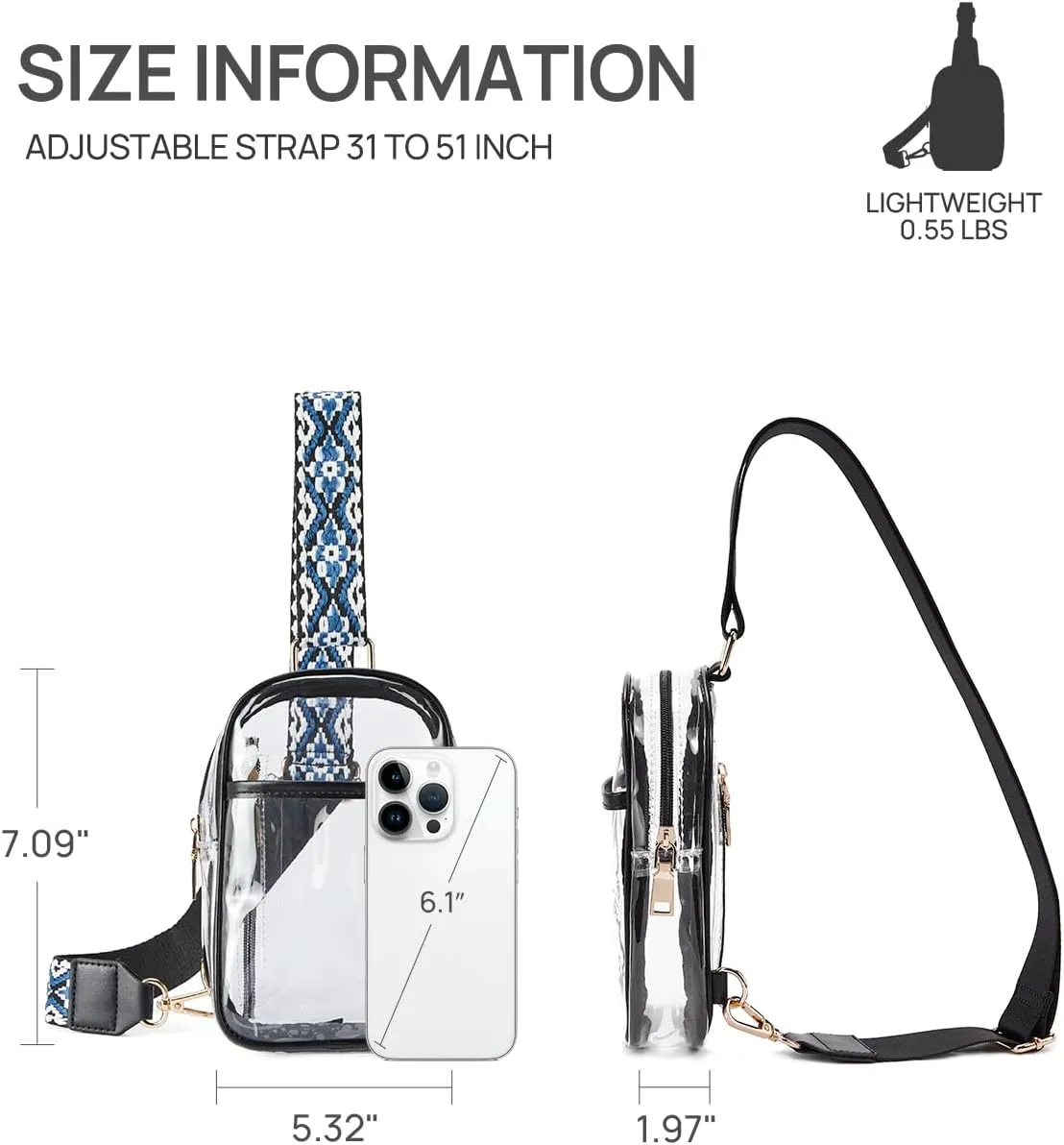 Telena Clear Bag for Stadium Events Women's Clear Purses for Women Stadium Crossbody Bag