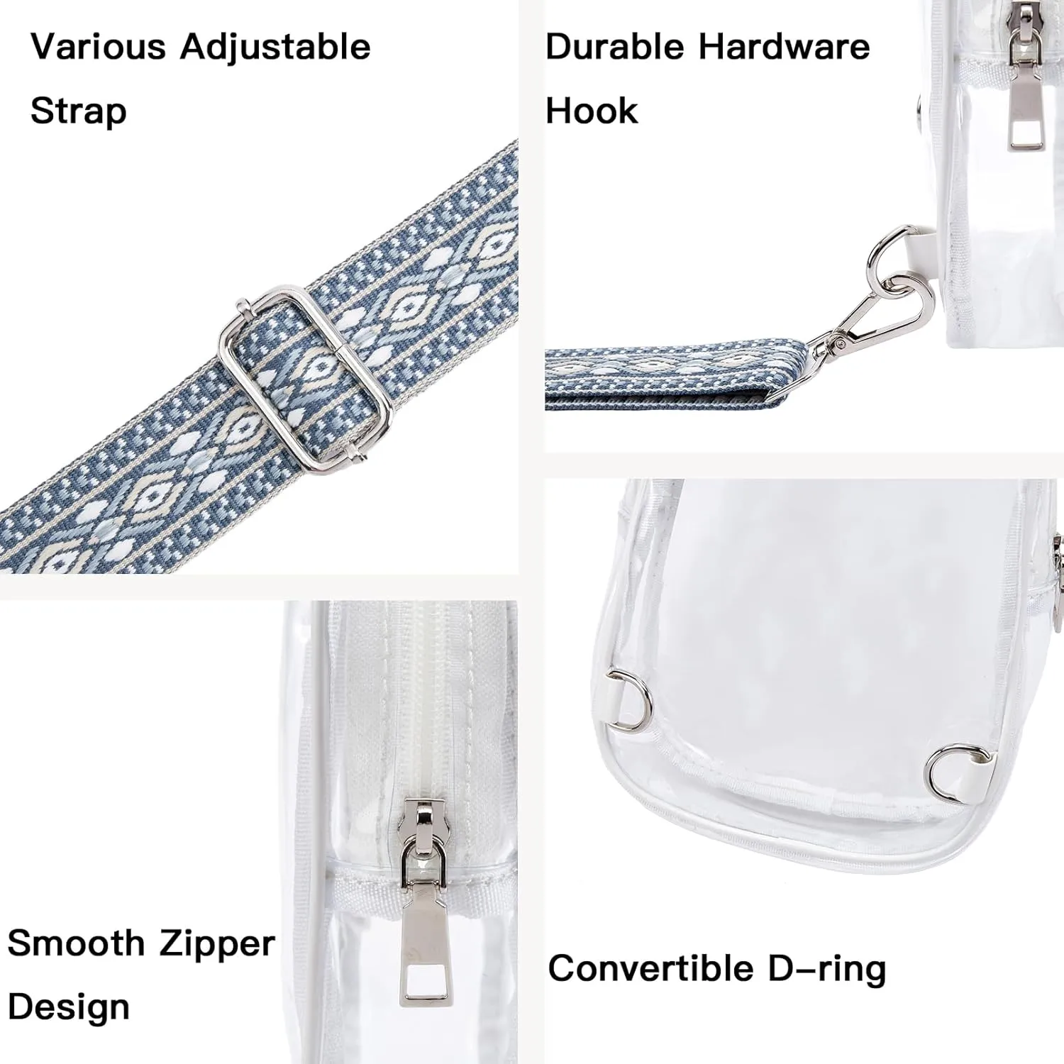 Telena Clear Bag for Stadium Events Women's Clear Purses for Women Stadium Crossbody Bag