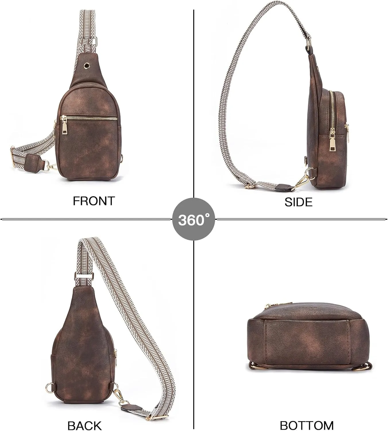 Telena Small Sling Bag for Women Leather Crossbody Fanny Packs Chest Bag for Women