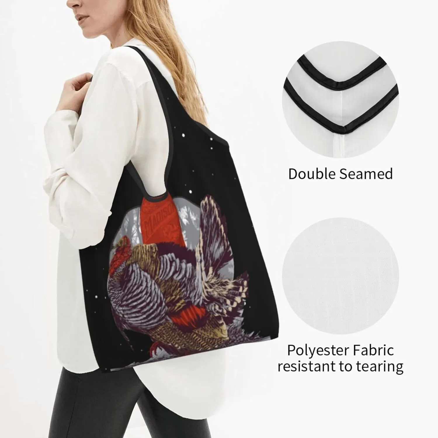 The Avett Musics Brothers Foldable Portable Shopping Shoulder Tote for Women Weekender Handbag Reusable Grocery Bag
