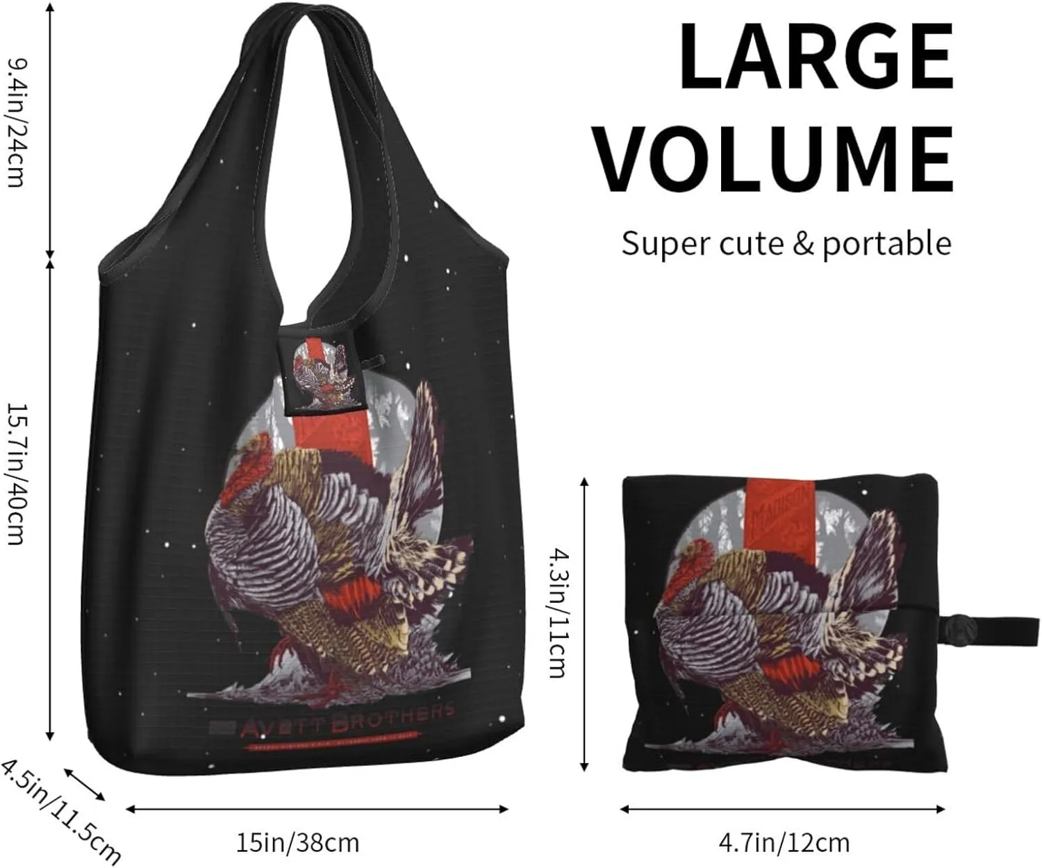 The Avett Musics Brothers Foldable Portable Shopping Shoulder Tote for Women Weekender Handbag Reusable Grocery Bag