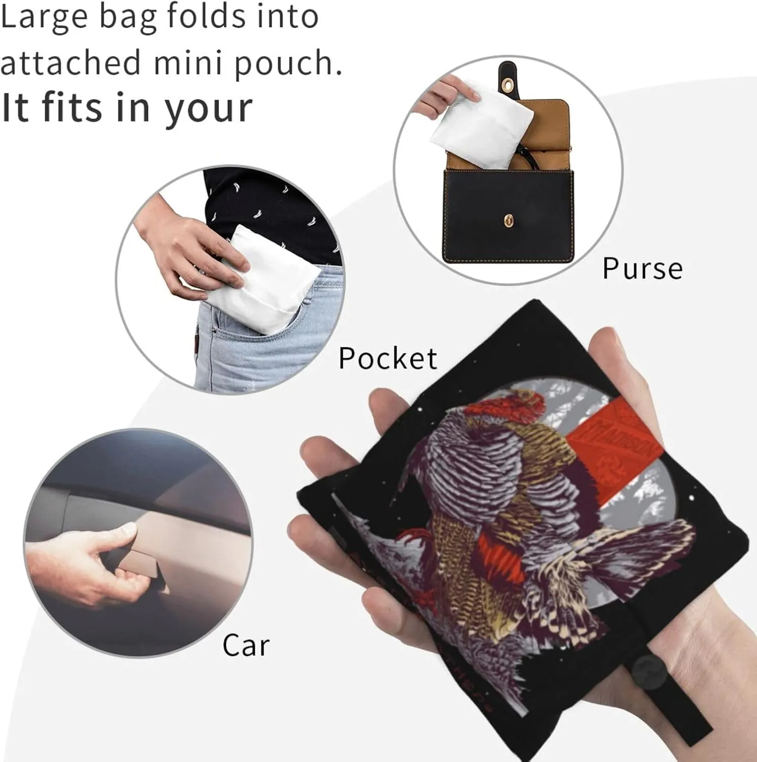 The Avett Musics Brothers Foldable Portable Shopping Shoulder Tote for Women Weekender Handbag Reusable Grocery Bag