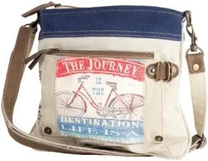 The journey is the destination - Life is a Beautiful Ride One Zip Interior Pocket Bag for Women (11" wide x 9.5" high, Stencil-Decorated Back)