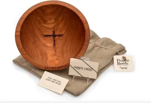 The Noah Bowl PrayerBowl | Hand Made In USA | Christian Gift | Cherry Wood | 25 PrayerCards | Rustic Linen Gift Bag | 9 1/4 x 2 1/4" | Gift For Him | Gift For Her |