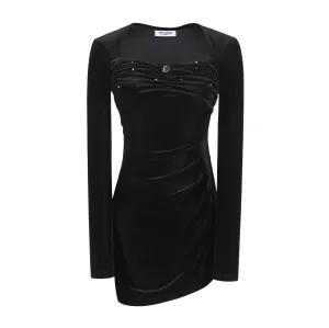 THREE QUARTERS Velvet Diamond-embellished Dress