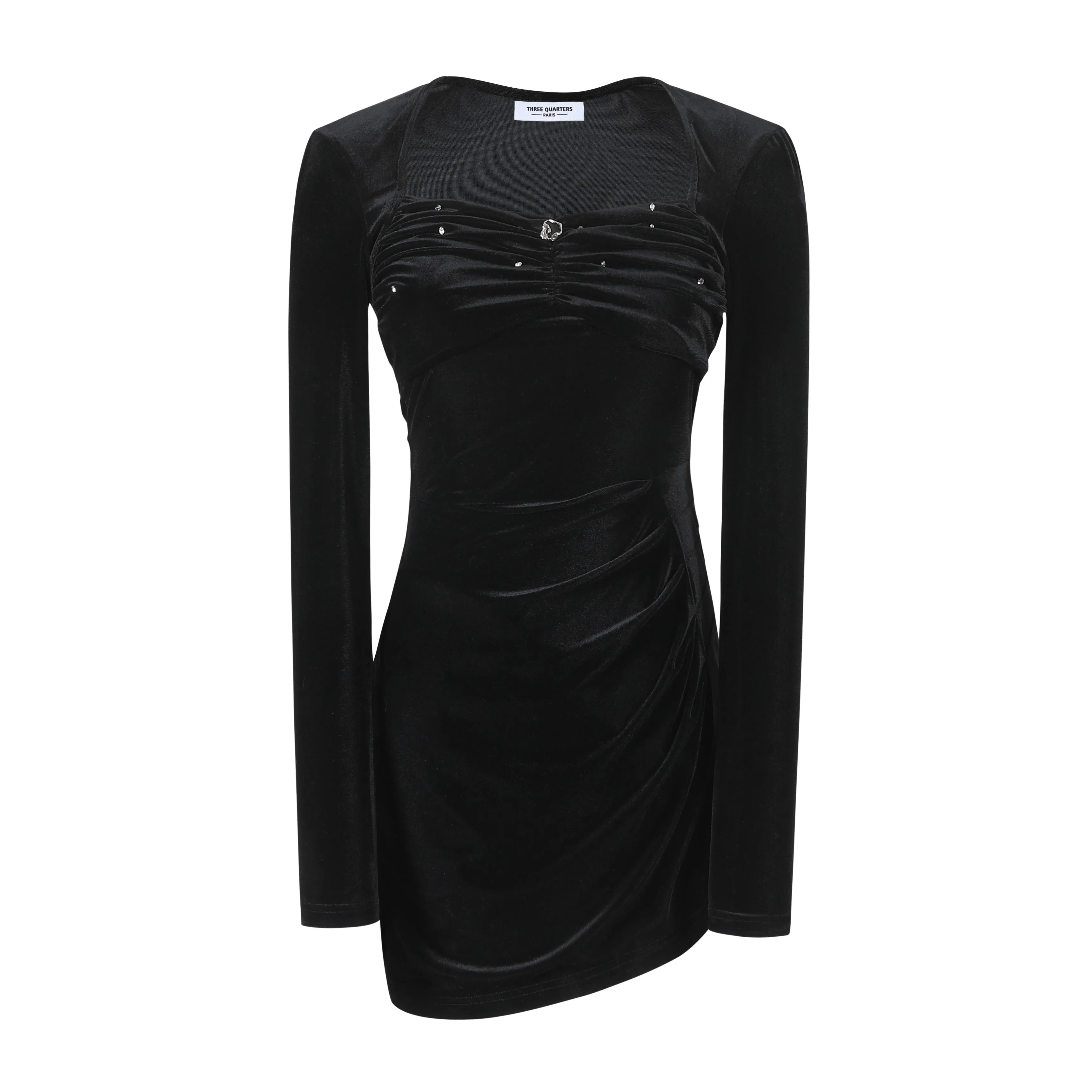 THREE QUARTERS Velvet Diamond-embellished Dress