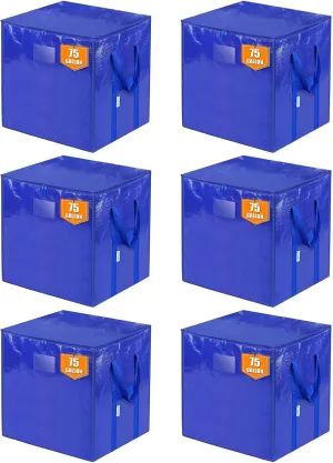 TICONN 6 Pack Extra Large Moving Bags with Zippers & Carrying Handles, Heavy-Duty Storage Tote Moving Boxes for Space Saving (6 PK, 75 Gallon)