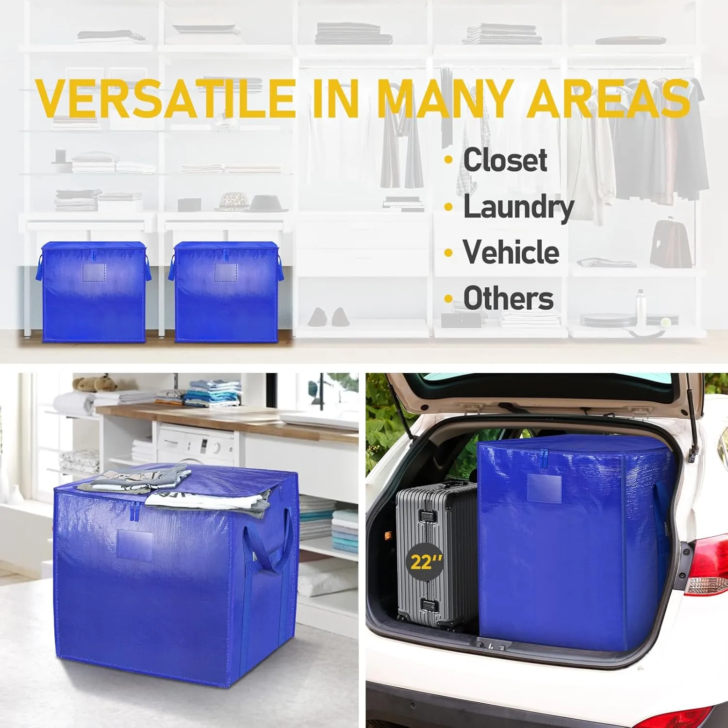 TICONN 6 Pack Extra Large Moving Bags with Zippers & Carrying Handles, Heavy-Duty Storage Tote Moving Boxes for Space Saving (6 PK, 75 Gallon)