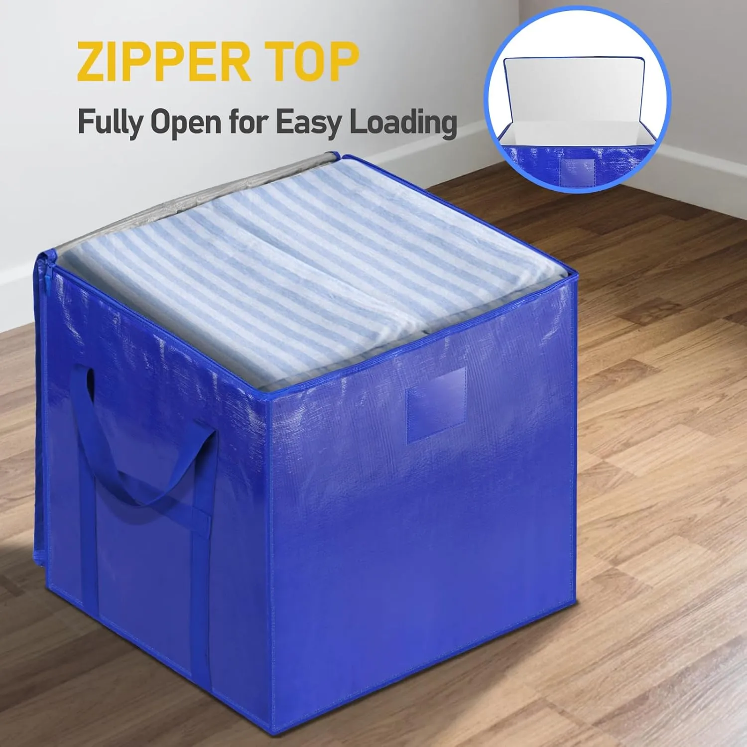 TICONN 6 Pack Extra Large Moving Bags with Zippers & Carrying Handles, Heavy-Duty Storage Tote Moving Boxes for Space Saving (6 PK, 75 Gallon)