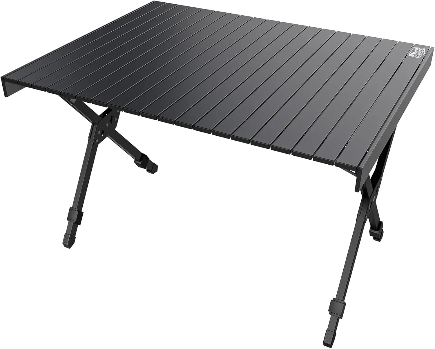 TIMBER RIDGE Folding Camping Table Adjustable Height, 4-6 Person Lightweight Aluminum Roll-up Table for Camping Outdoor Picnic BBQ Backyard Party Support 110 lbs, Black