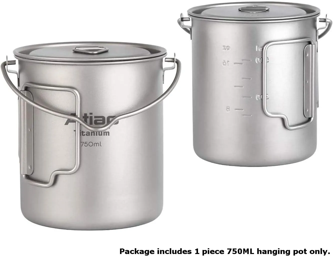 Titanium Pot 750ml Backpacking Pot Camping Coffee Pot Camp Mug Camping Pot with Lid Foldable Handle Portable Lightweight