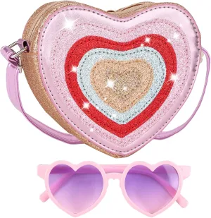 Toddler Purse Gift, Little Girls Purse for Kids, Cute Crossbody Bag with Heart Sunglasses