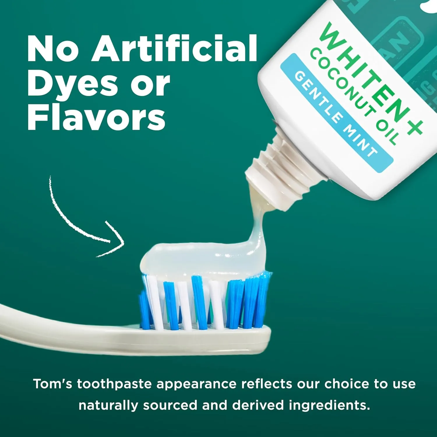Tom's of Maine Whiten Plus Coconut Oil Fluoride Free Toothpaste, Natural Whitening Toothpaste with Plant-Based Cleansers, Whitens Without Causing Sensitivity, Gentle Mint, 4.0 Oz (Pack of 3)