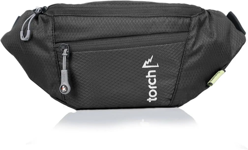 TORCH Fanny Pack for Men Crossbody - Waist Bag for Women with Compass Survival & Secret Pocket, Shoulder Bag Men Women for Travelling, Workout, Running, Outdoor - Hamura (Grey)