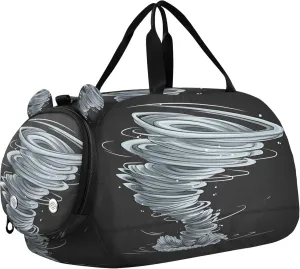 Tornado Storm Sports Duffle Bag for Girls Boys, Gym Bag with Shoe Compartment, Kids Travel Overnight Weekender Shoulder Bag