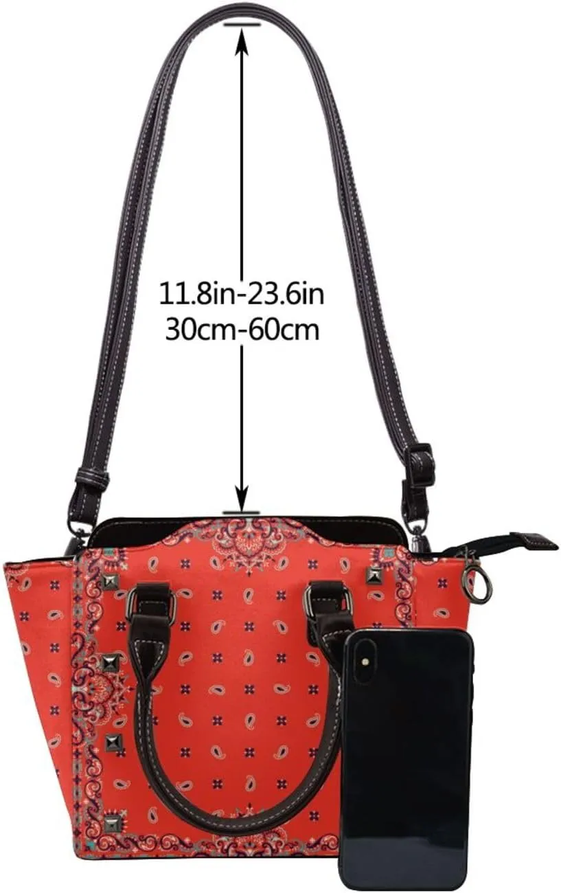 Tote Handbag for Women Faux Leather Shoulder Bag with Studded PU Leather Zipper Bag for Travel Work
