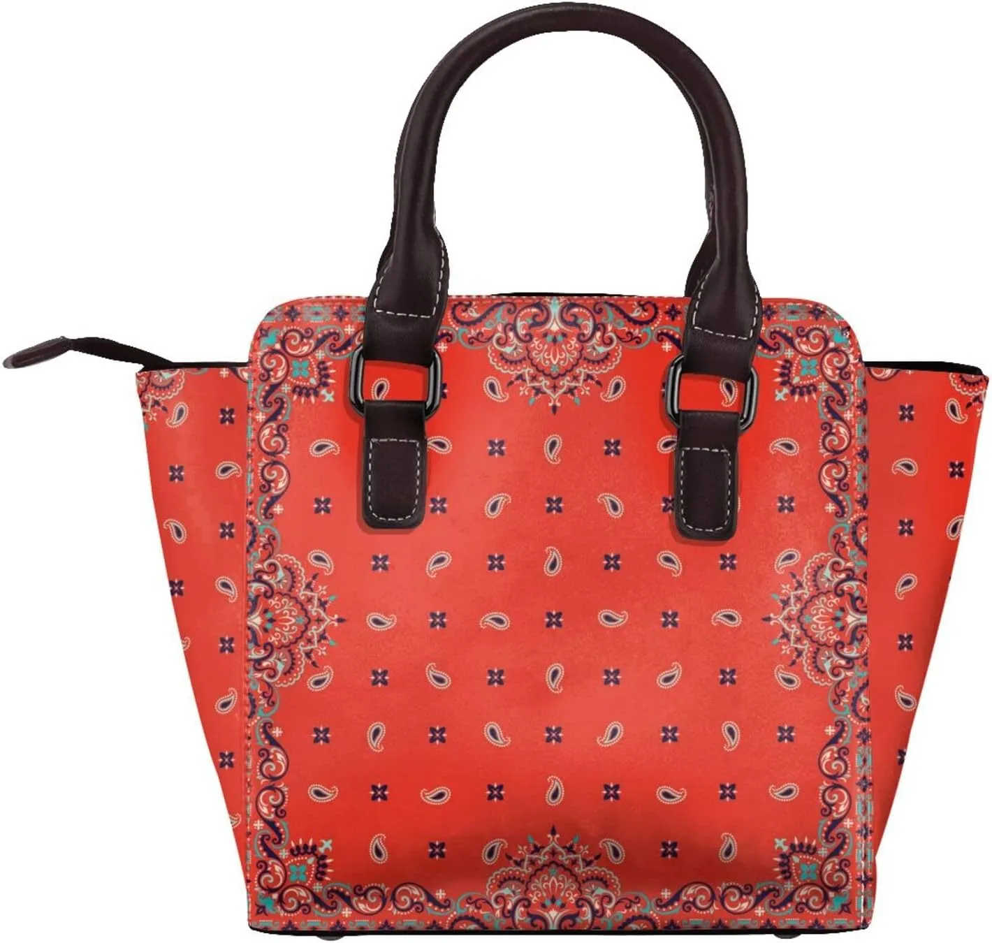 Tote Handbag for Women Faux Leather Shoulder Bag with Studded PU Leather Zipper Bag for Travel Work